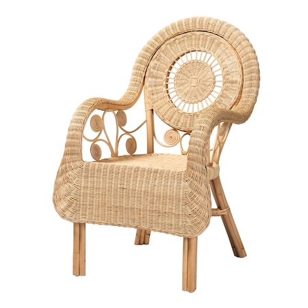 Baxton Studio Putri Modern Bohemian Natural Rattan Arm Chair 233-13235-ZORO